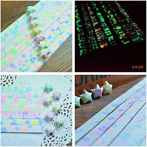Double colored Glow in Dark Lucky Star Origami Folding Plastic Strip Paper"clover1" Set04