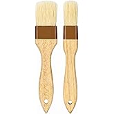 Axlteip Pastry Brush 2 Pack, Boar Bristle Basting Brush for Cooking, BBQ | Natural boar bristles, beech wood handles; 2 sizes