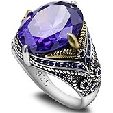 Men's Ring Black Zircon, Tanzanian Blue Zircon Garnet Red Zircon, Green Zircon, Sea Blue Zircon Ring, Handmade Solid S925 Sterling Silver Men's Ring, Vintage Türkiye Ring Perfect Declaration Ring, Men's Christmas Gift Sizes 7-12