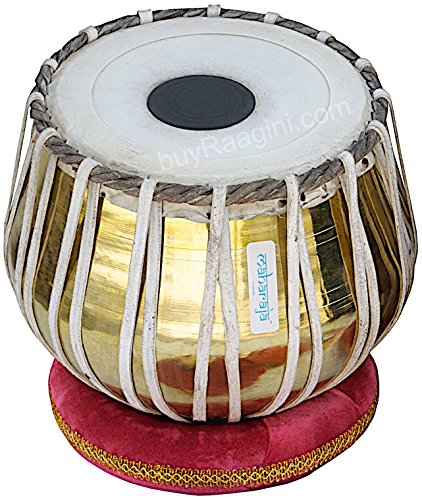 Tabla Set by Maharaja Musicals, Golden Brass Bayan 3Kg, Sheesham Dayan Tabla, Nylon Bag, Hammer, Book, Cushions, Cover, Tabla Indian Drums (PDI-CH) - Thumbnail 2