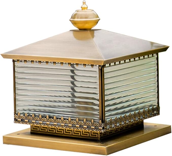 Linterna de jardín Todo cobre retro hermoso Columna Faro creativo