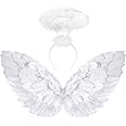 Spooktacular Creations White Angel Wings with Halo Headband for Women, Girls, Halloween Costume Set