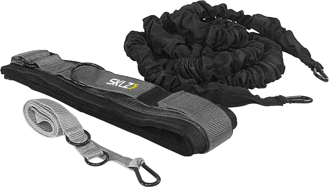 SKLZ Recoil 360 Dynamic Resistance Trainer, Boost Power & Speed with Adjustable Belt, 2.4m to 6.7m Bungee Cable, 6.8 to 22.7kg Resistance, Ideal for Solo or Partner Training - Black