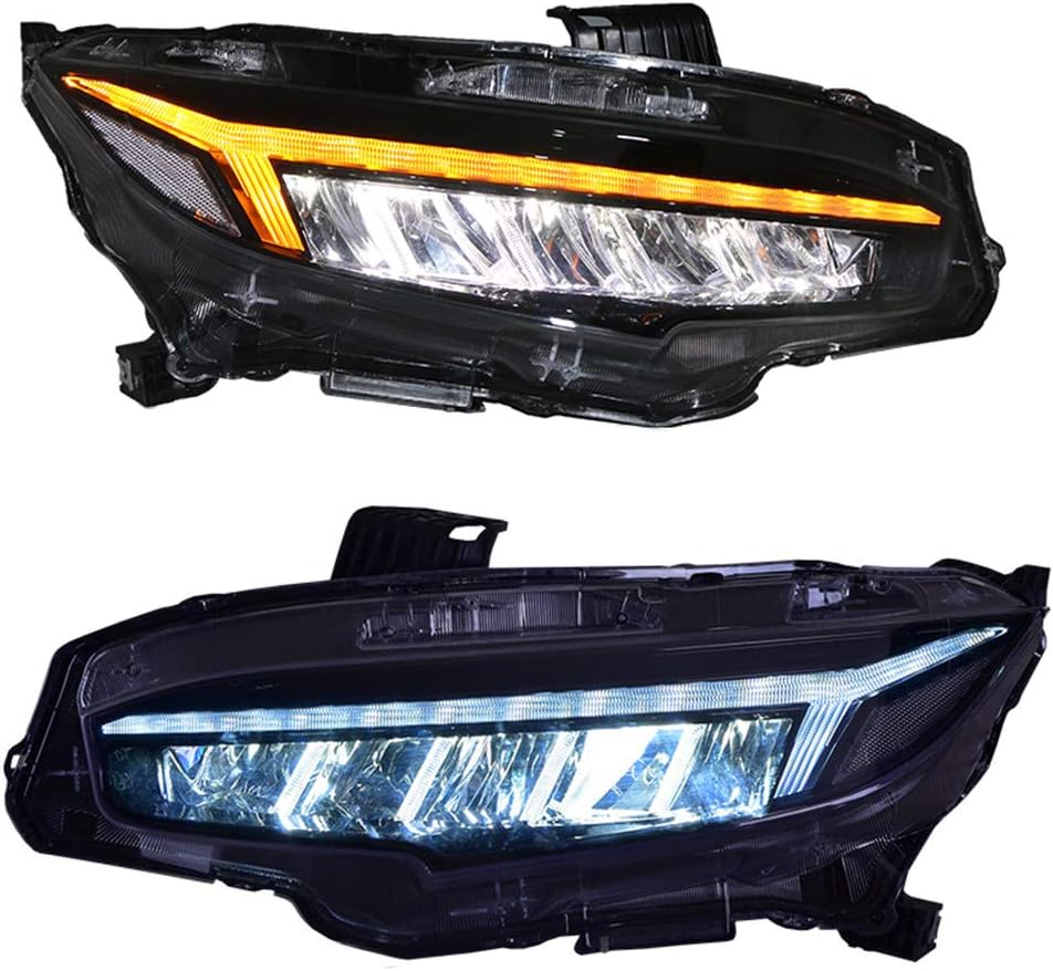 2PCS Headlight Assemblies For Honda civic 2016-2017 Bi-Xenon Lens Projector Double Beam Xenon HID KIT With LED Daytime Running Lights