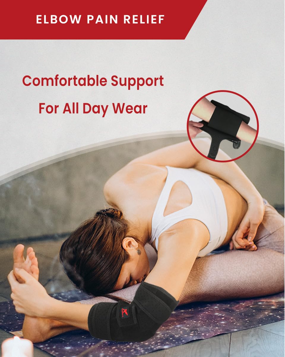 Hurmoya Elbow Brace Comfortable Night Sleep, Cubital Tunnel Syndrome, Ulnar Nerve Entrapment with Compression Sleeve Immobilizer, 2 Removable Metal Splints Pain Relief for Men and Women (M)