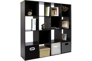 PACHIRA E-Commerce 16 Cube Closet Cabinet, Unit Shelf, Wooden Storage Cube, Bookshelf File Organizer Rack in Living Room, Bedroom, Study, Dark Brown