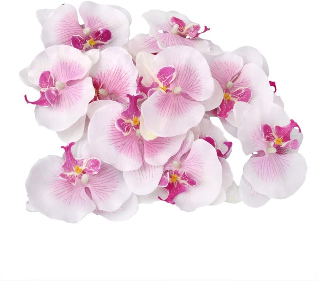 VOSAREA 20pcs Artificial Butterfly Orchid Silk Phalaenopsis Flower Heads Fake Flower Artificial Plants for Home Wedding Decor Craft DIY