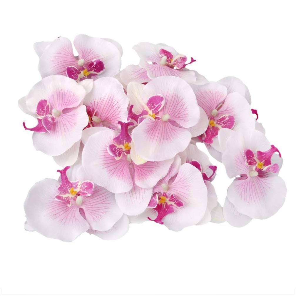 VOSAREA 20pcs Artificial Butterfly Orchid Silk Phalaenopsis Flower Heads Fake Flower Artificial Plants for Home Wedding Decor Craft DIY