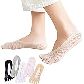 Qauxbul 5 Pairs Sock Align Toe Socks for Bunion, Orthopedic Compression Toe Sock Women, No Show Low Cut Five Finger Socks (Toe Socks-A)