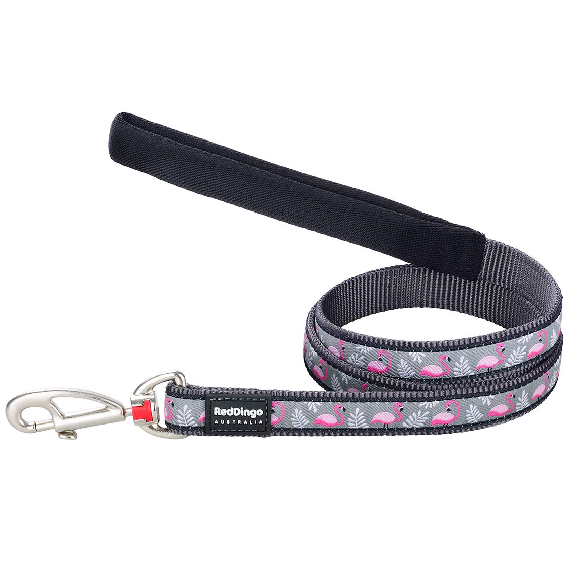 Red Dingo Grey Flamingo Dog Lead (25mm x 1.2M), L