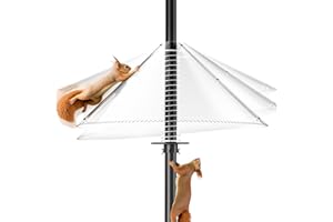 ONLYFLY Squirrel Baffle for Bird Feeder Pole - Bird Feeder Baffle with Steel Spring Motion for Better Defense, Polycarbonate Extra-Thick Squirrel Guard for Outside Pole Mount, 19 Inch, Metal Buckle
