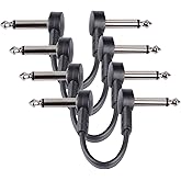 GOGHOST Guitar Patch Cables, Guitar Effect Pedal Noiseless Cable, Black (4 Pack, Black, 6 INCH)