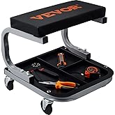 VEVOR Rolling Creeper Garage/Shop Seat, 250 LBS Capacity Padded Rolling Workshop Stool with Tool Tray Storage, Mechanic Stool