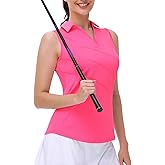 Kaleforneo Womens Sleeveless Golf Polo Shirts Collared V Neck Tank Tops Moisture Wicking Tennis Workout Clothes Quick Dry