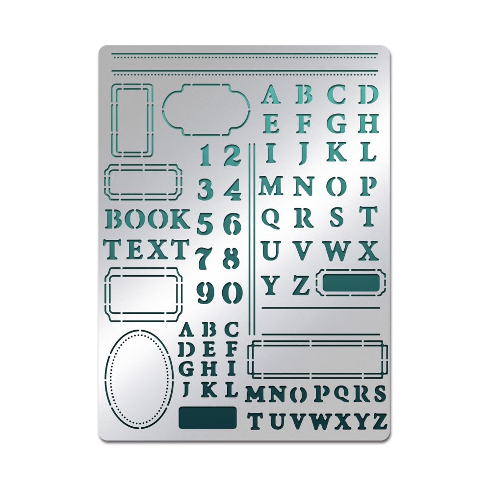 BENECREAT Metal Letter Stencil, Lettering Alphabet Frame Stainless Steel Stencil Templates Journal Tool for Painting, Wood Burning, Pyrography and Engraving, 14x19cm