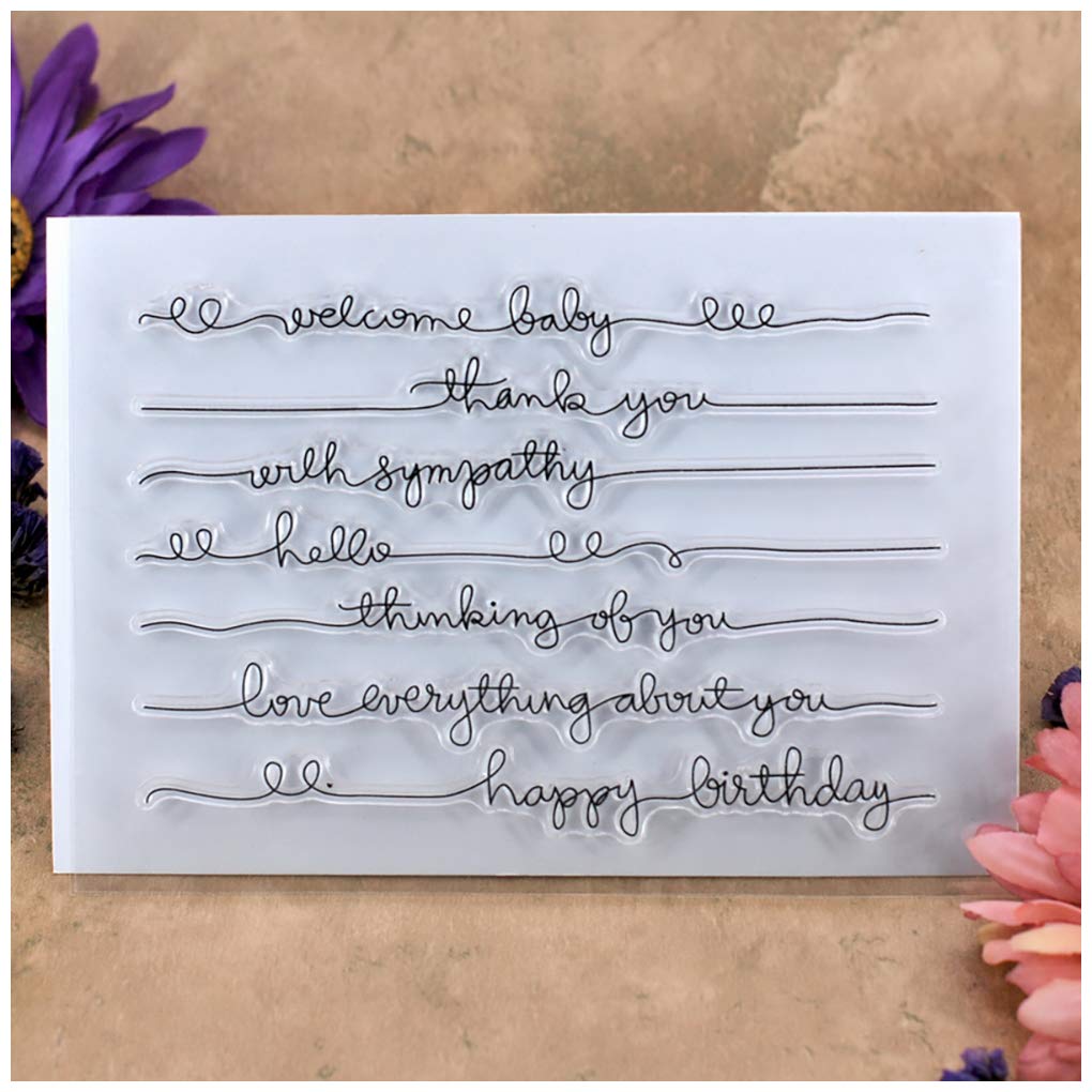 KWELLAM Words Thank You with Sympathy Hello Thinking of You Happy Birthday Stamps for Card Making Decoration and DIY Scrapbooking