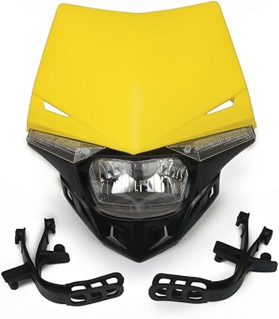 Amazon Jfg Racing オフロード ヘッドライト カウル 汎用 Hi Lo切替 バイク フロントマスク Ledデイライト スズキ ホンダ ヤマハ カワサキ等 ヘッドライト 車 バイク