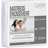 Twin Mattress Protector Encasement with Zipper – Waterproof Mattress Protector Twin Size – Soft, Breathable & Noiseless Zippered Mattress Cover – Fits Up to 12”