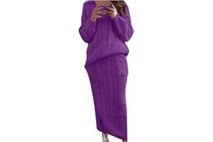 Firzero Womens Fall Outfits 2 Piece Sweater Set Rib Knit Long Sleeve Top Maxi Bodycon Skirt Casual Loose Fit Knit Dress 2024