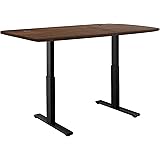 Standing Desk with Electric Adjustable Height 29-47" and Black Frame, 53" x 30", Walnut