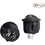 Conwork 2-Pin Snap-In Round Rocker Latching ON/OFF Car/Boat Switch 10A/125V, 6A/250V (10 Pack)