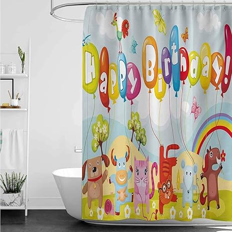 home1love AndyTours - Cortina de Ducha Grande, diseño de Animales de