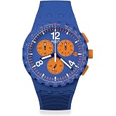 Swatch Chrono 42 Unisex Watch Dress Stainless Steel Blue Quartz Waterproof Primarily Blue
