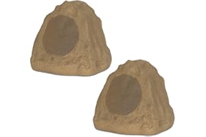 THEATER SOLUTIONS BY GOLDWOOD Theater Solutions 2R6S Outdoor Sandstone 6.5" Rock 2 Speaker Set for Deck Pool Spa Yard Garden