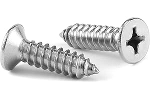 #6 x 5/8" Wood Screw 100Pcs 18-8 (304) Stainless Steel Screws Flat Head Phillips Fast Self Tapping Drywall Screws by SG TZH