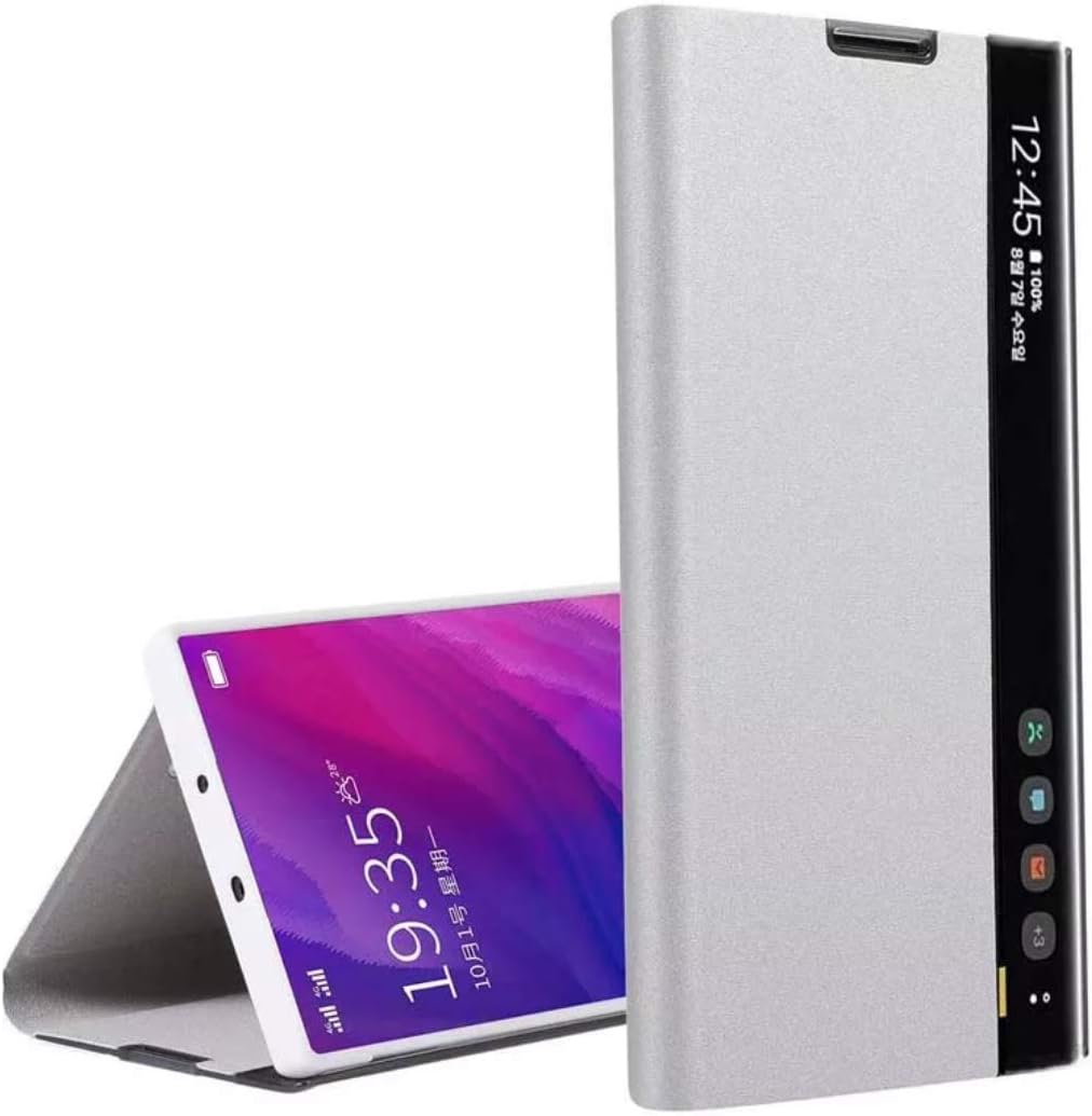 Trifty Window Mirror Flip Cover for Smart Phone, Smart Cover Kickstand Flip Case for Samsung Galaxy Note 9 - Grey