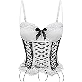 WDIRARA Women's Lace Bustier Corset Lace Up Camisole Gothic Lolita Corset Tops