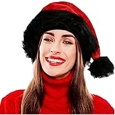LKQBBSZ Santa Hat, Extra Thicken Velvet Christmas hat for Adults, Comfortable Xmas Holiday Hat