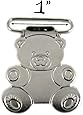 25 - 1 Inch Teddy Bear Metal Suspender Clips - w/ Rectangle Inserts