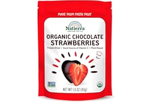 NATIERRA Organic Freeze-Dried Chocolate Covered Strawberry Slices USDA Organic & Non-GMO Strawberries 1.5 Ounce (Pack of 1)