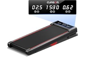 CURSOR FITNESS Under Desk Treadmill with Full-Screen Display, Walking Pad for Home Small, 2.5 HP Quiet Brushless, 265 LBS Capacity