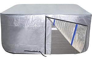 UCEDER Insulated Hot Tub Cover 170G Polyethylene Thermal Insulation Spa Cover Protector Waterproof Hot Tub Cover Replacement,Energy-Saving and Eco-Friendly for Keeping Warm (91"x91"x35")