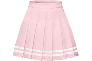 SANGTREE Girls Women's Pleated Skirt, Elastic Waist Uniform Skirt Plus Size, 2 Years - US 4XL