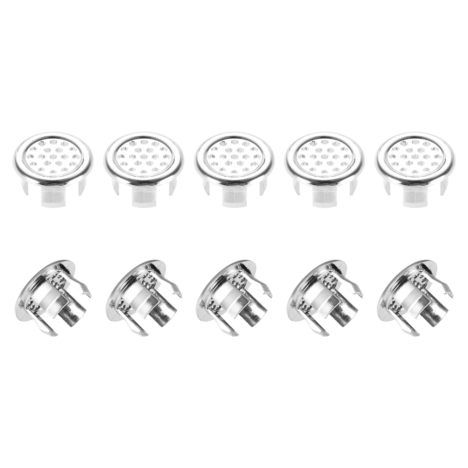 DTGN 30x16mm(DxT) Sink Overflow Cover - 12Pack - Good for Bathroom Kitchen Sink - Plastic Basin Trim Insert in Mesh Hole Round Caps - Silver Tone