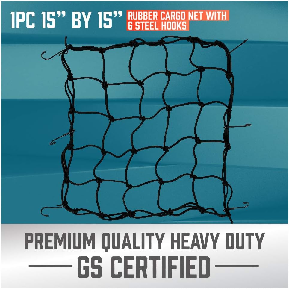 HORUSDY 34-Piece Premium Bungee Cords Assortment Jar, Includes 10”, 18”, 24”, 32”, 40”, 48” Bungee Cords, 15” Rubber Cargo net, 8”Canopy/Tarp Ball Ties and Crocodile Mouth Tarp Clips: Kitchen & Dining