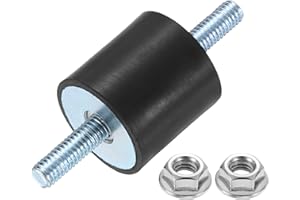 uxcell M6 x 18mm Rubber Mounts, 25 x 24mm Cylindrical Anti Vibration Isolator Studs Shock Absorber Double Studs with Nuts for Car Bobbin Generator Air Compressors