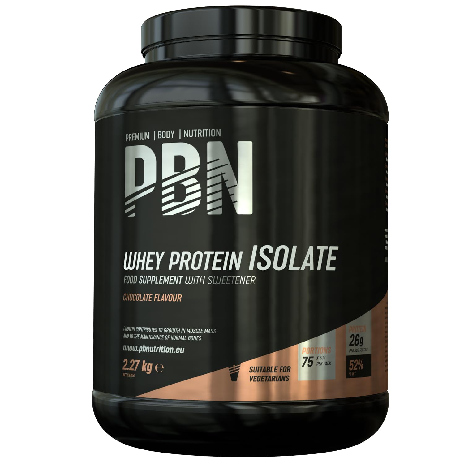 PBN Premium Body Nutrition - Whey Isolate Protein Powder, Chocolate - 75 Servings, 2.27 kg (Pack of 1)