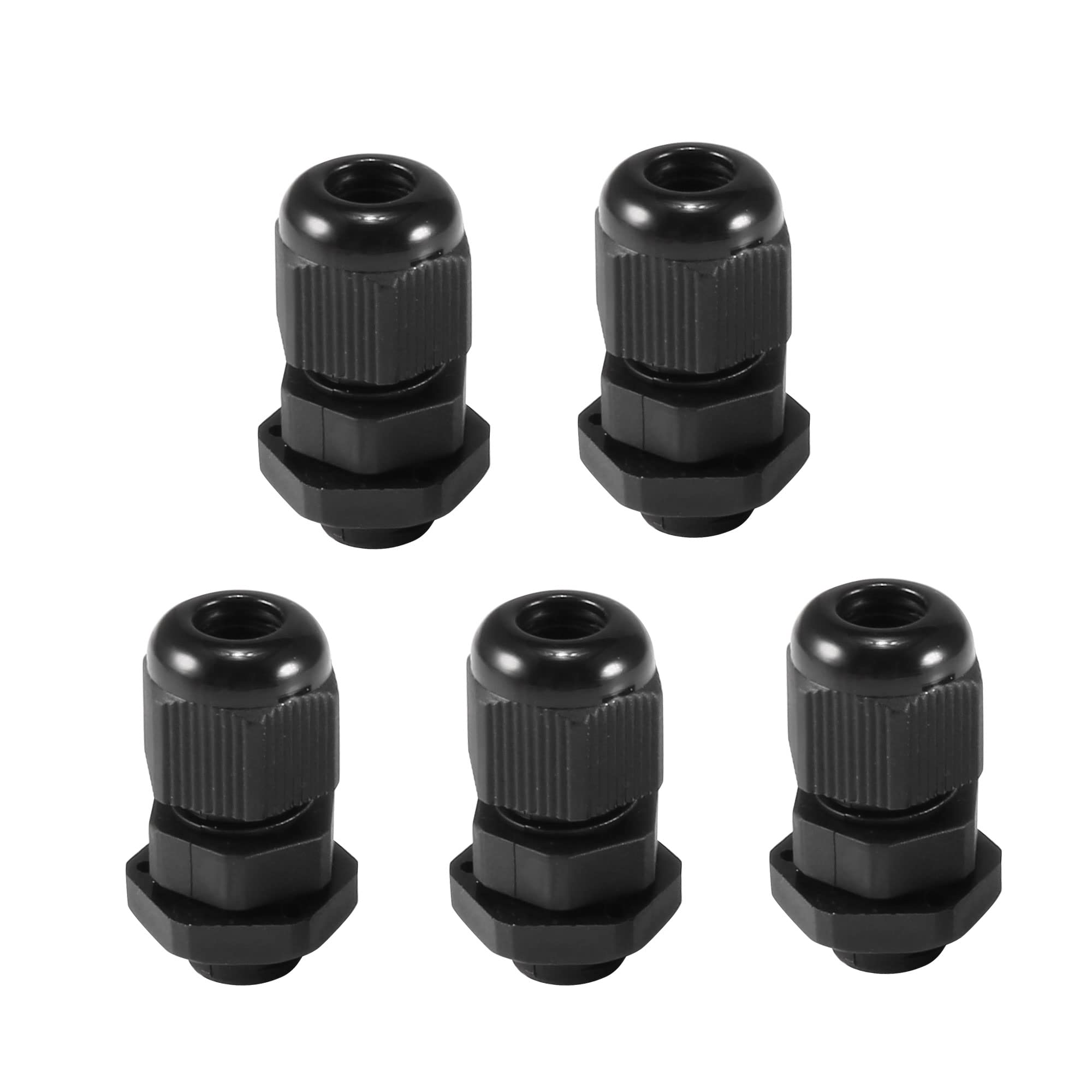 sourcing map 5 Pcs Plastic M12*1.5mm Lengthened Waterproof Connector Glands Cable Wire
