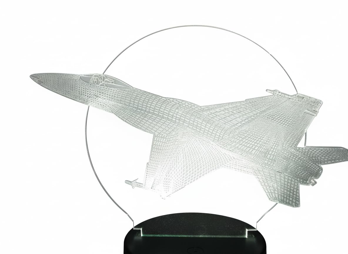 Fighter Jet LED 3D Illusion Lamp Planes Night Light with 7 Colour Changing Options and Remote Control