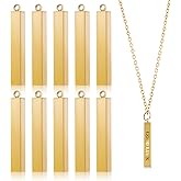 CHGCRAFT Stainless Steel Rectangle Pendant Necklace Blank Bar Pendant Engraving Bar Pendant Charms for Necklace Earrings Jewelry Craft Making