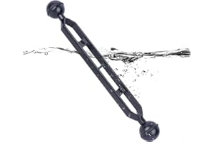 Mechrig 9" Double Ball Head Adjustable Camera Light Mount Arm with 1/4"-20 Threads for GoPr0 Insta360 DSLR Underwater Photography, Aluminum Alloy CNC Machining with Anti-Slip Silicone Rings 63134A