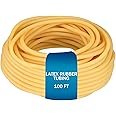 Frienda 100 ft Latex Rubber Tubing 3/8 Inch Od 1/4 Inch ID Surgical Slingshot Bands Rubber Medical Sling Band Fitness Hose Tubing(Natural)