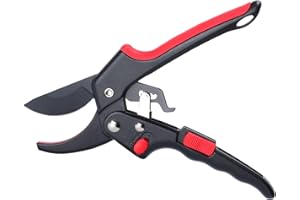 MEPEREZ Labor Saving Peuning shears, Work 3 Times Easier, Arthritis Weak Hand Snips (Reddish black, Modern, 1, GT-02)