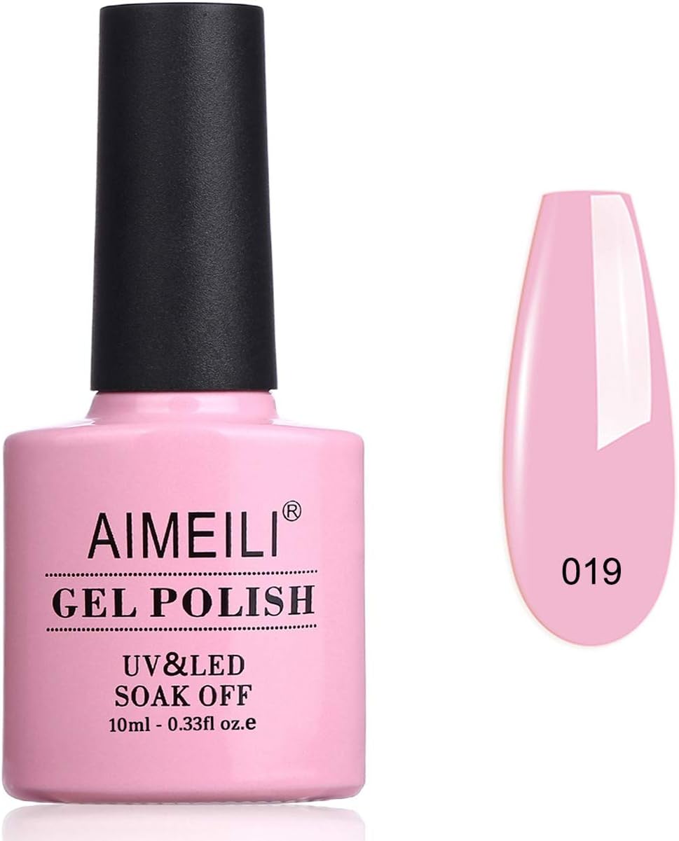 AIMEILI Pink Nail Polish Soak Off UV LED Nude Pink Gel Varnish 10 ml - Cake Pop (019), SW019, 10 ml (Pack of 1)