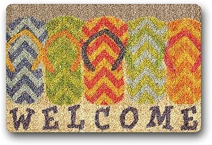 XiaoS Door Mats Custom Design Rubber Flip Flop Welcome Home Funny Doormat 23.6 (L) x 15.7 (W) inches