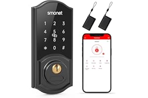 Smart Deadbolt, SMONET Keyless Entry Door Lock with Digital Keypad, Electronic Smart Locks for Front Door Bluetooth Touchscreen Lock Security, Remote Lock with Alexa and Gateway for Residential Home